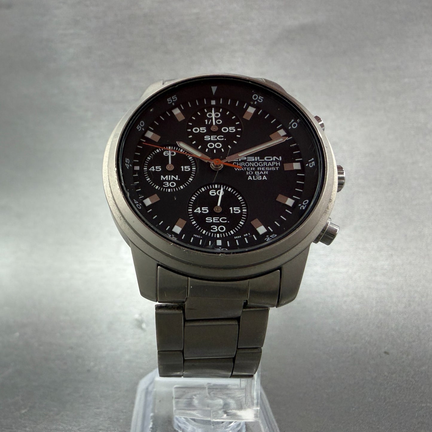 Seiko Alba Epsilon Chronograph Watch Men 37mm Black Dial Titanium New Battery5