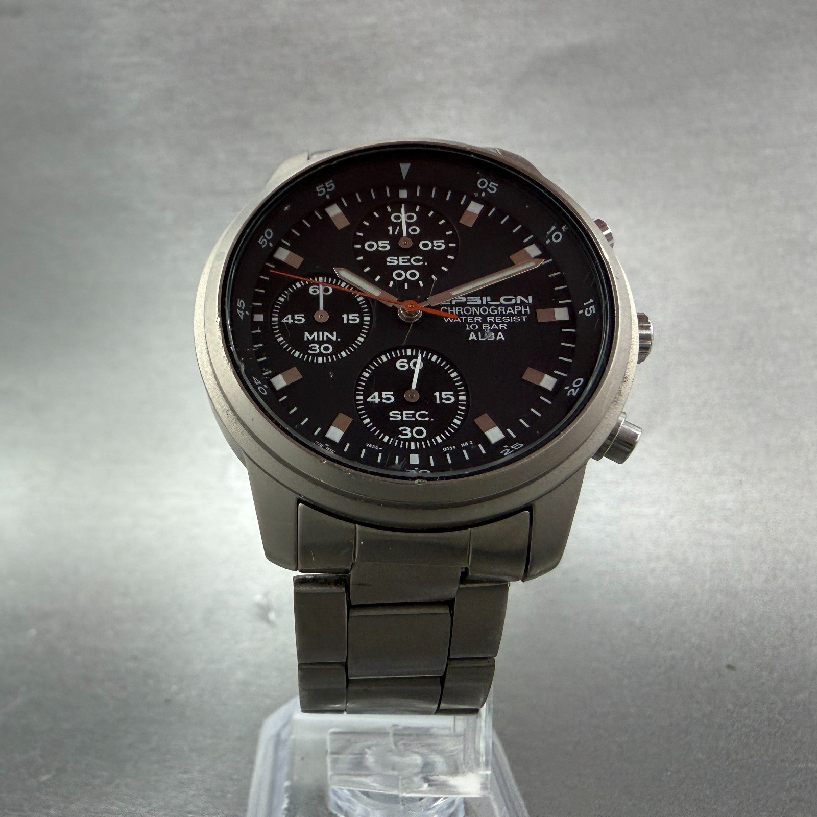 Seiko Alba Epsilon Chronograph Watch Men 37mm Black Dial Titanium New Battery5