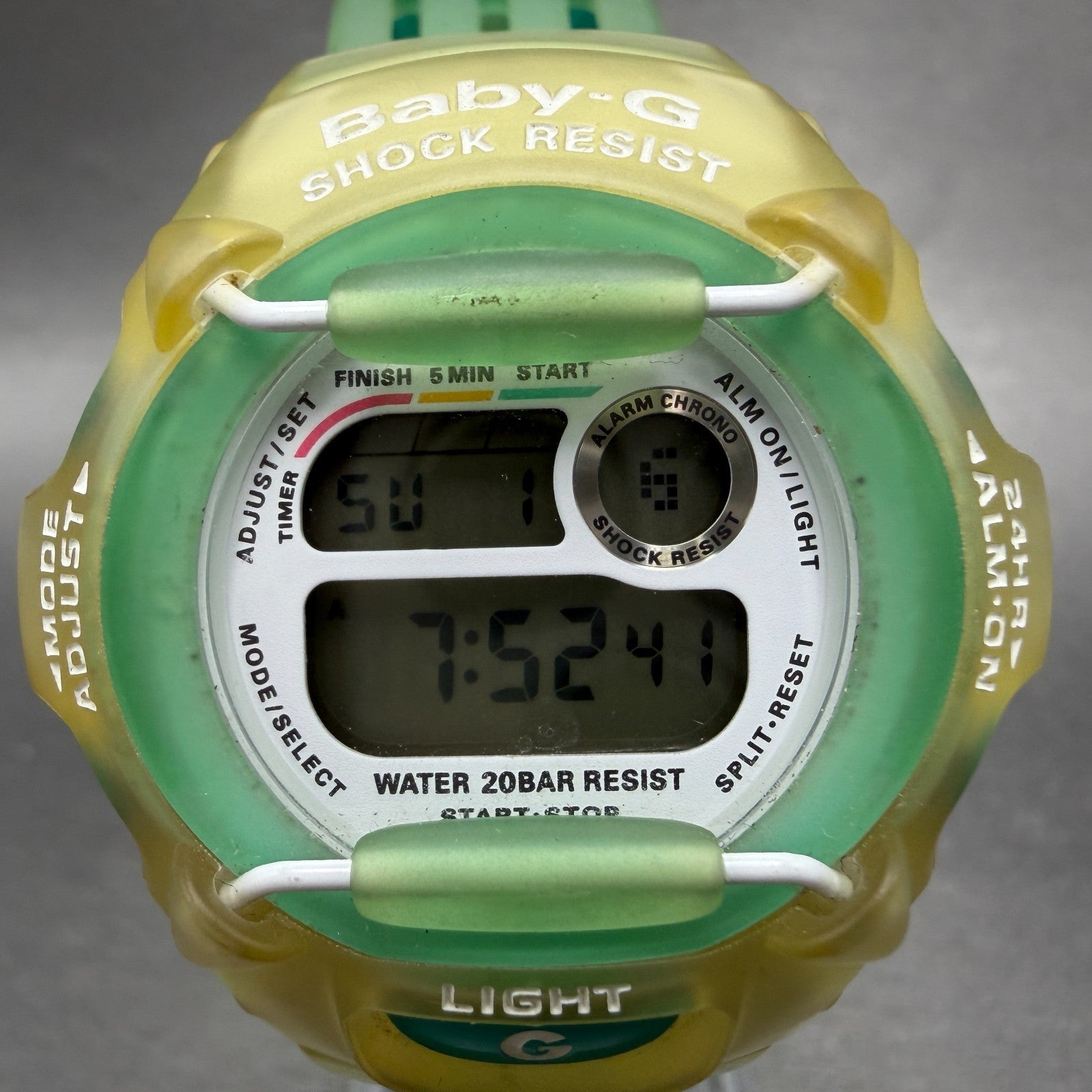 Casio Baby-G Watch Women 42mm Digital Clear&Green Alarm Chrono BG-370 New Batt1
