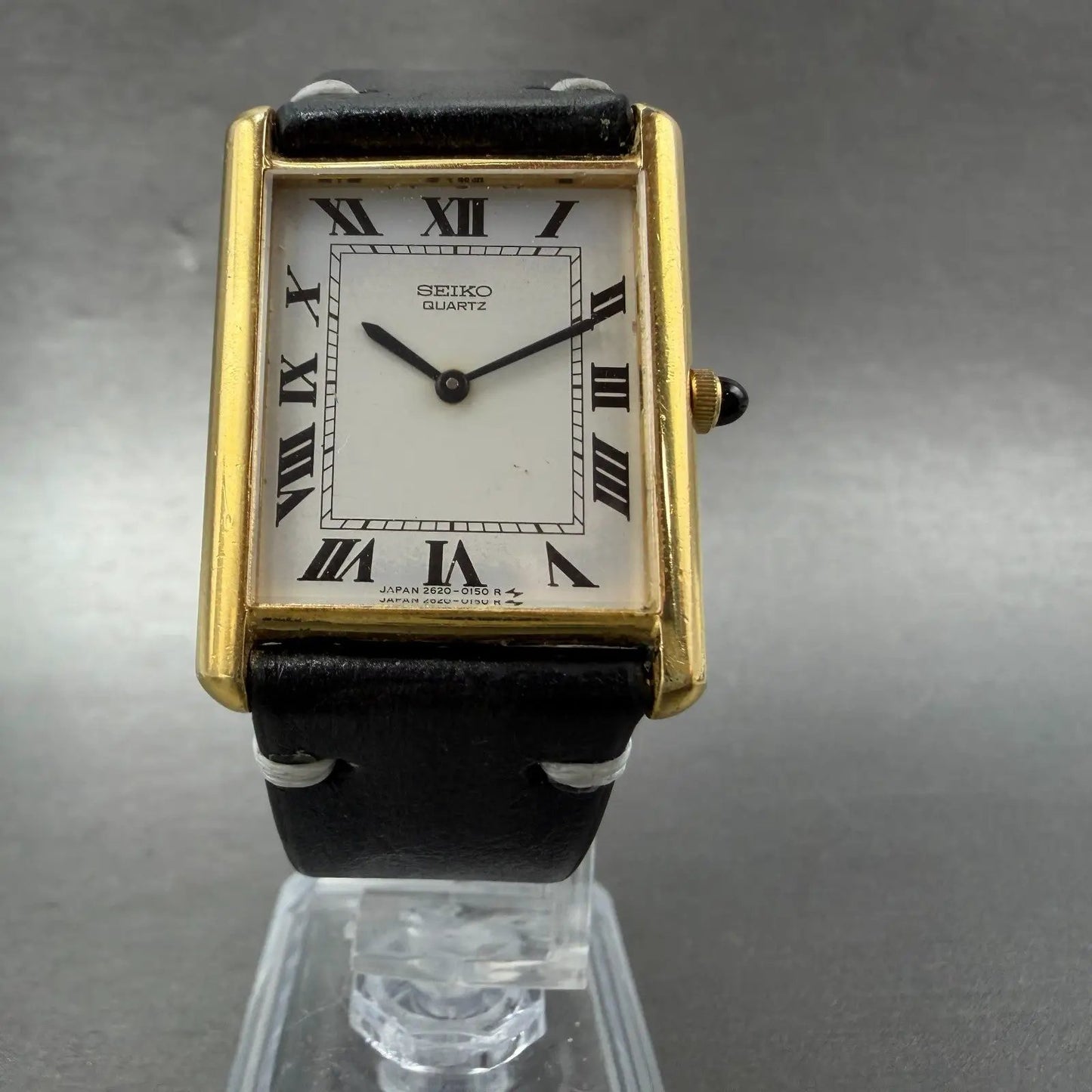 Seiko Tank Watch Men 26mm White Dial Gold Tone Rectangle 2620-5049 New Battery5