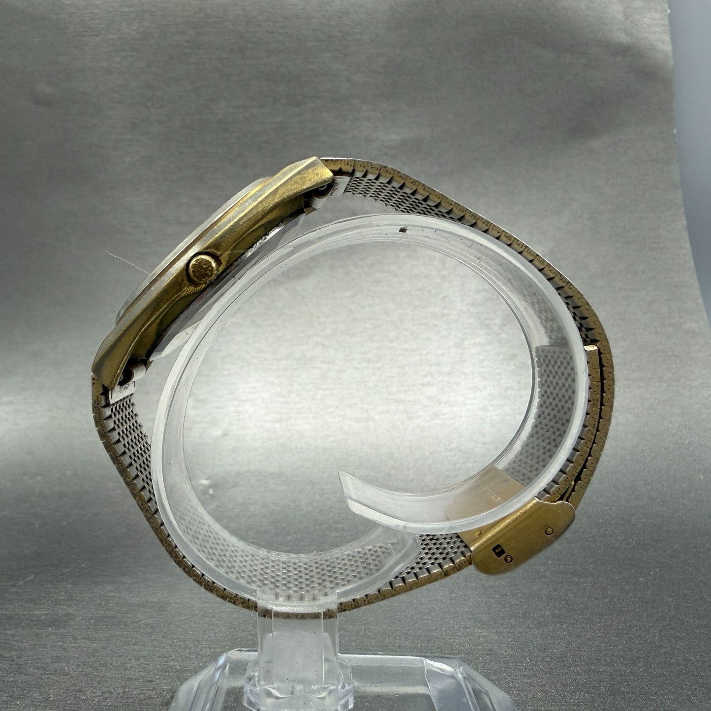 Elgin Watch Men 33mm Gold Dial Gold Tone Daydate Round New Battery  VTG6