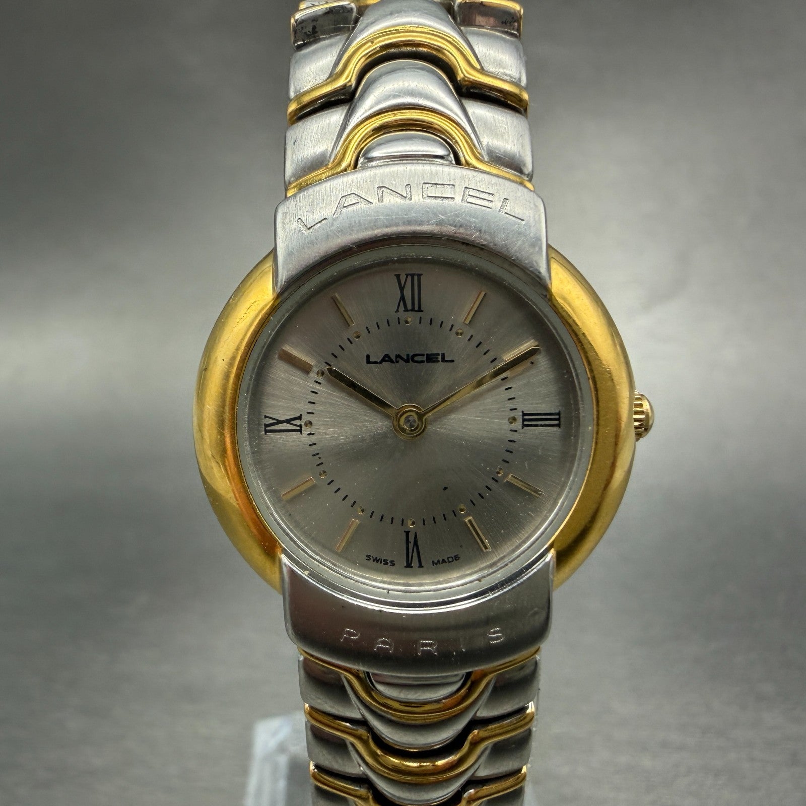 Lancel Watch Women 25mm Silver Dial Two Tone Round New Battery Vintage Bracelet0