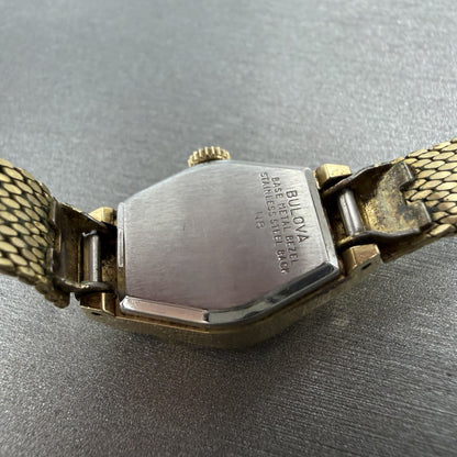 Bulova Watch Women 16mm Champagne Dial Gold Tone Manual Round Vintage Runs9