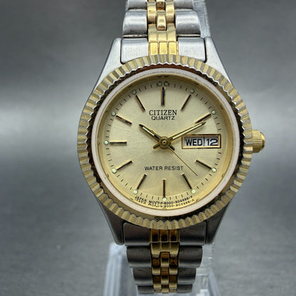 Citizen CQ Watch Women 25mm Champagne Dial Two Tone Daydate 6000-R00413 New Batt0