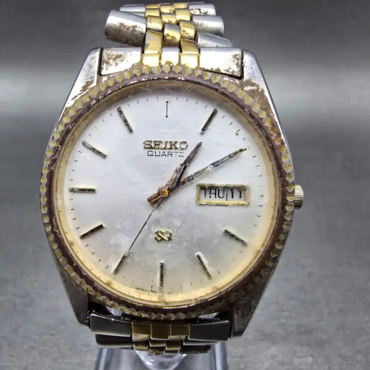 Seiko SQ President Watch Men 36mm Silver Dial Two Tone Daydate 5Y23-8A69 PARTS0