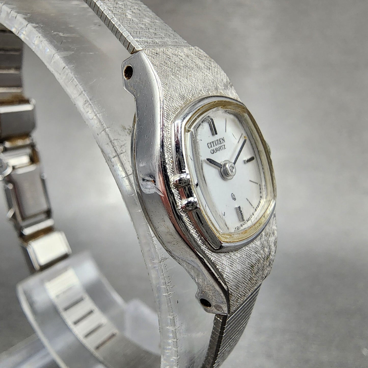 Citizen CQ Watch Women 16mm Silver Dial Silver Tone Square 3220-891481  New Batt