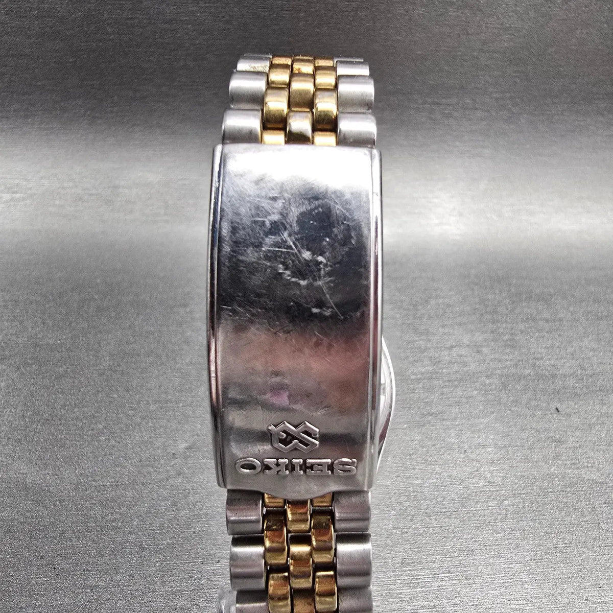 Seiko President Watch Men 35mm Silver Dial Two Tone Daydate 7N43-8111 New Batt9