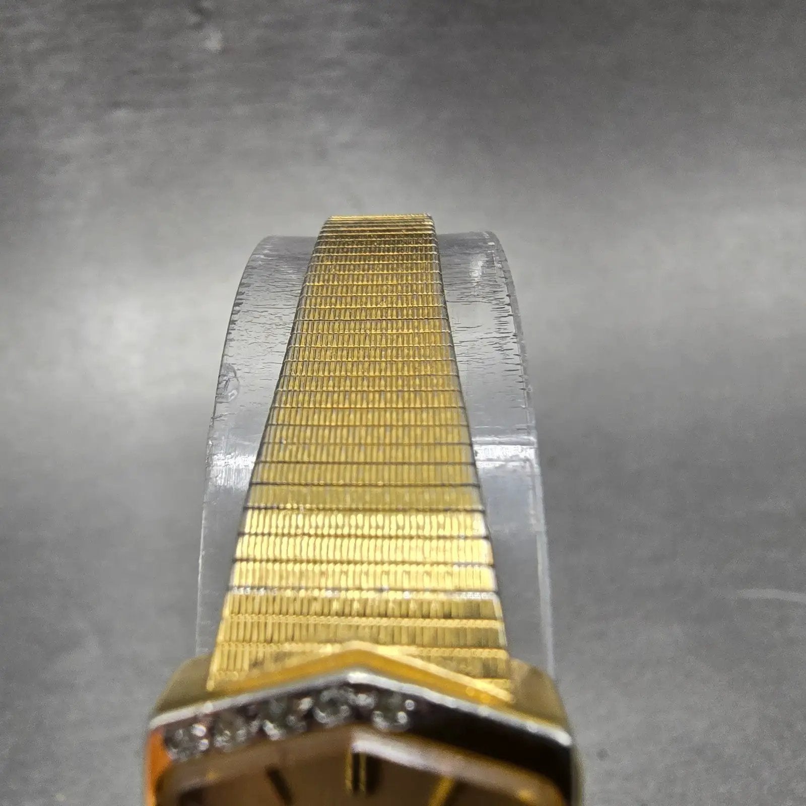 Lucien Piccard Dufonte Tank Watch Women 16mm Gold Dial Gold Tone Hexagon NewBatt4