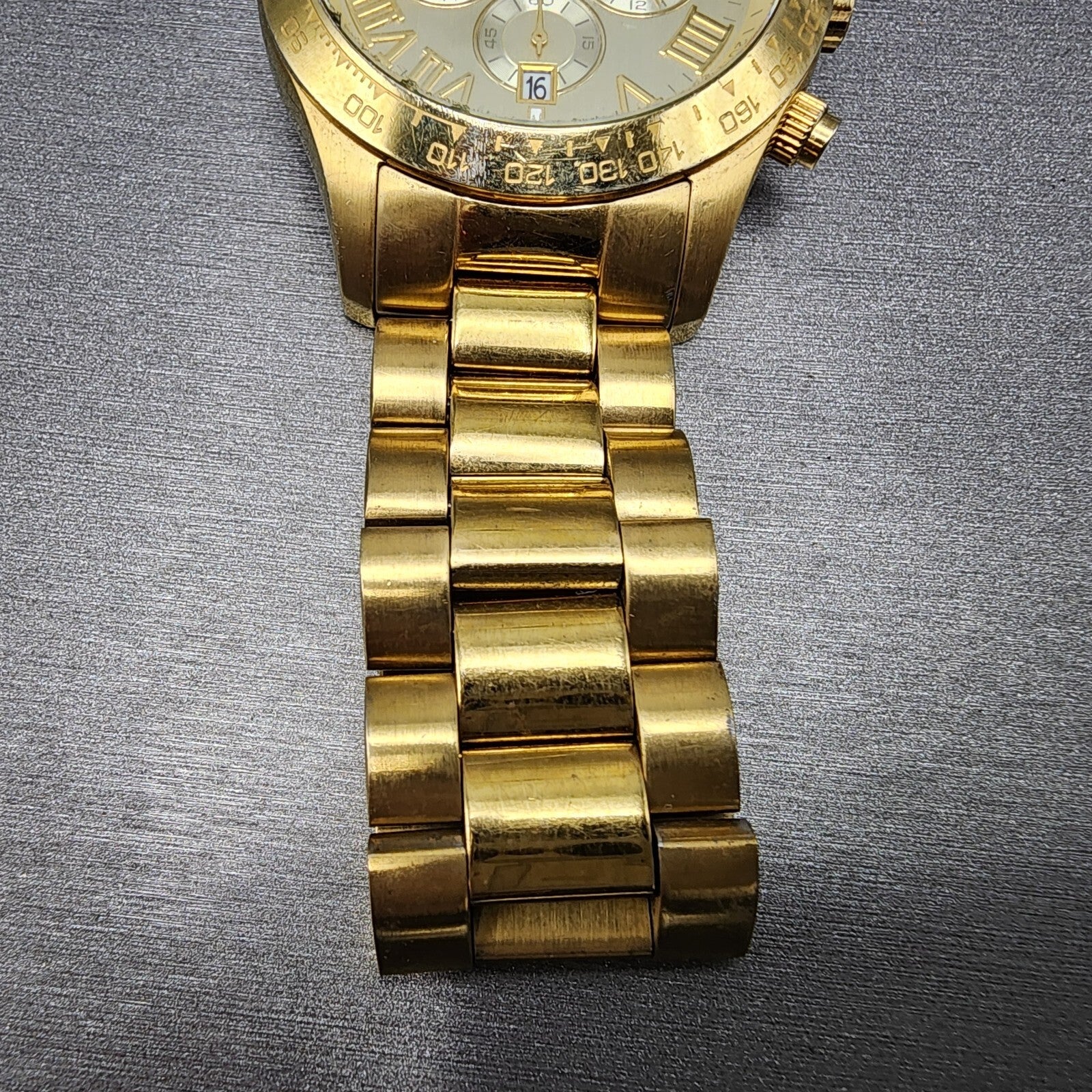 Michael Kors Layton Watch Men 44mm Champange Dial Gold Tone Date Round READ!!!!!7