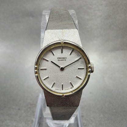 Seiko Watch Women 19mm Silver Dial Silver Tone Round 160129 New Battery VTG0