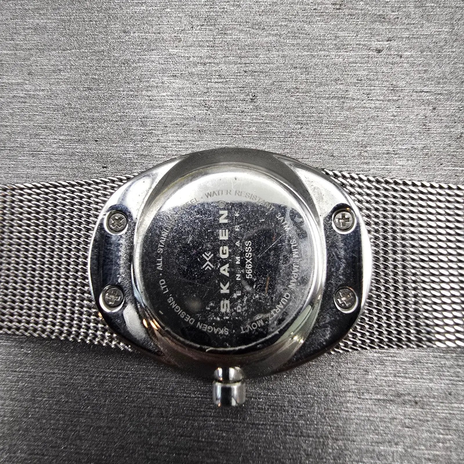 Skagen Steel Watch Women 26mm MOP Dial Silver Tone Gemmed 566XSSS New Battery10