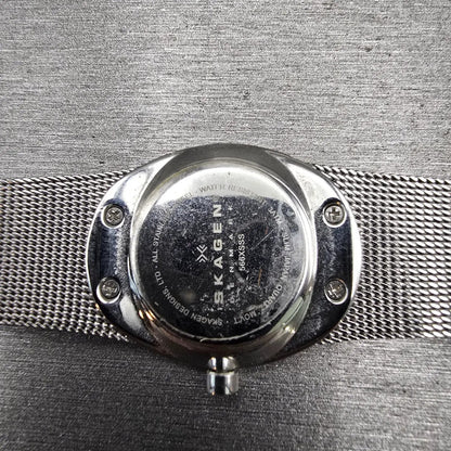 Skagen Steel Watch Women 26mm MOP Dial Silver Tone Gemmed 566XSSS New Battery10
