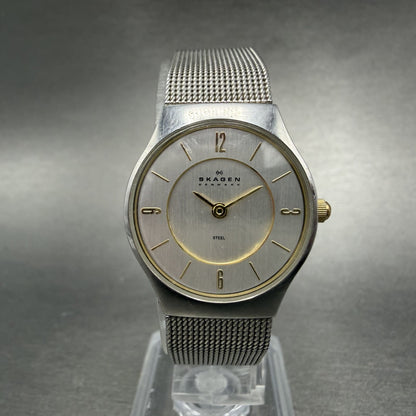 Skagen Watch Women 24mm Silver Dial Stainless Steel Round Mesh Band New Battery0