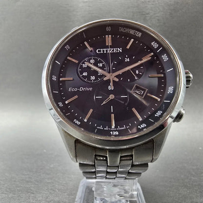 Citizen Eco-Drive Chronograph Watch Men 42mm Blue Dial Steel AT2141-52L Runs5