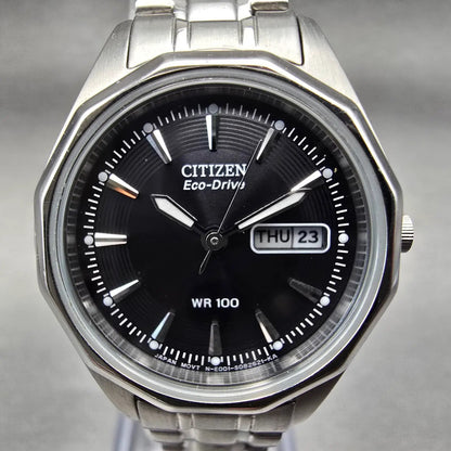 Citizen Eco-Drive Watch Women 26mm Black Dial Silver Daydate E001-S053463 Works1