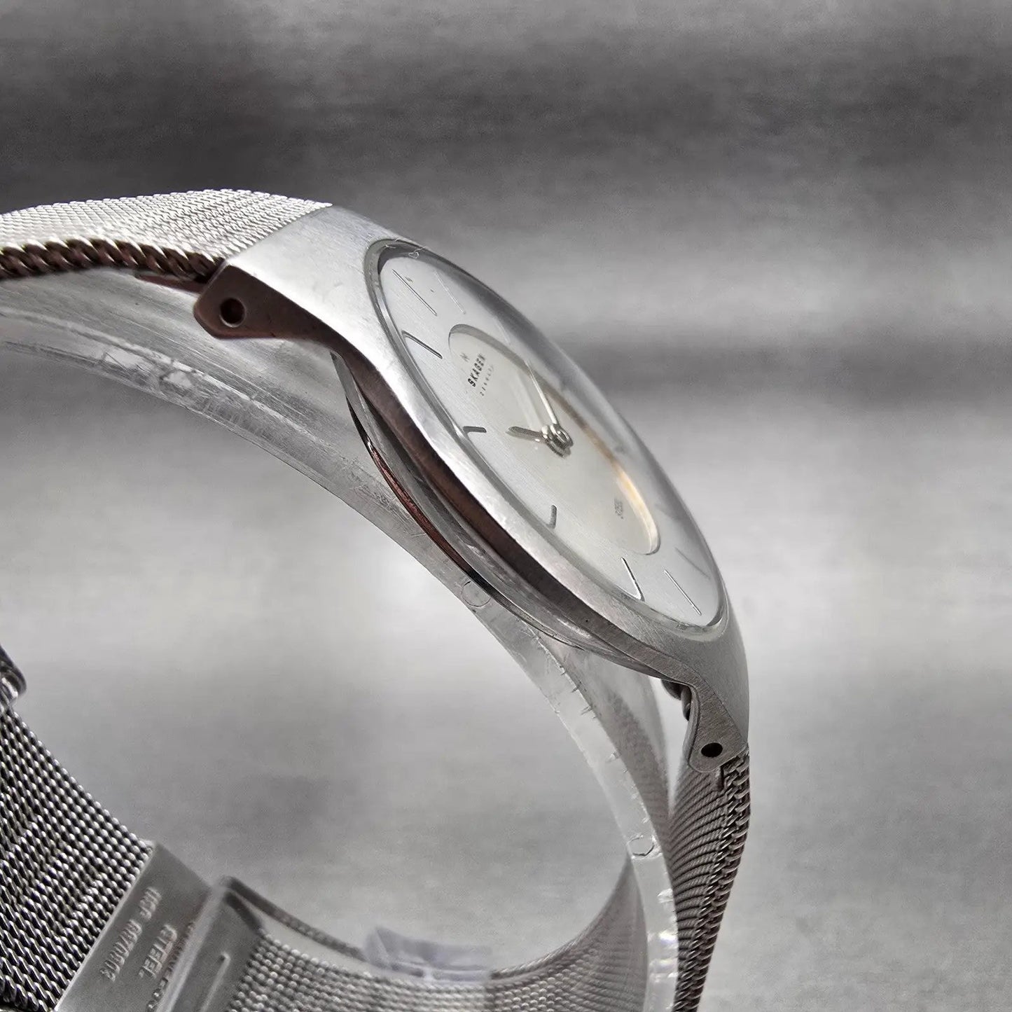 Skagen Watch Women 29mm Silver Dial Silver Tone Round Mesh Band 233SSS New Batt3