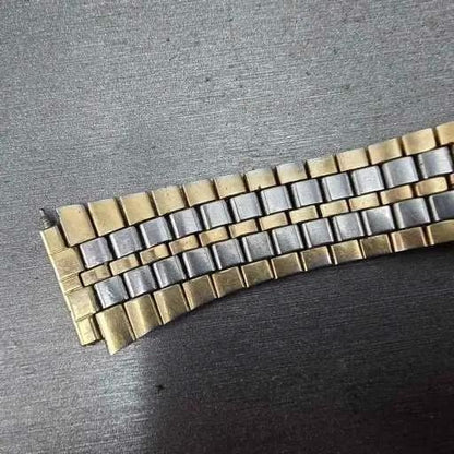 Seiko SQ Bracelet 17mm Stainless Steel Two Tone Tri Folding Clasp VTG Japan B2746