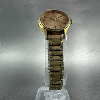 Seiko Watch Women 23mm Champagne Dial Gold Tone Round 4700-0059 New Battery VTG5