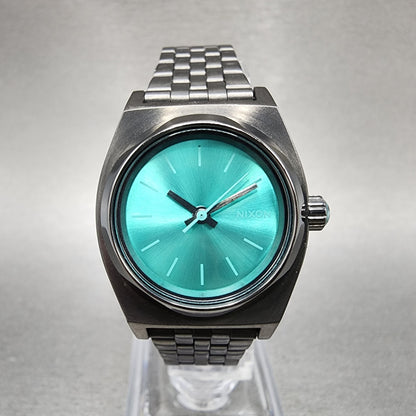 Nixon Time Teller Watch Women 27mm Blue Dial Black Tone Round New Battery0