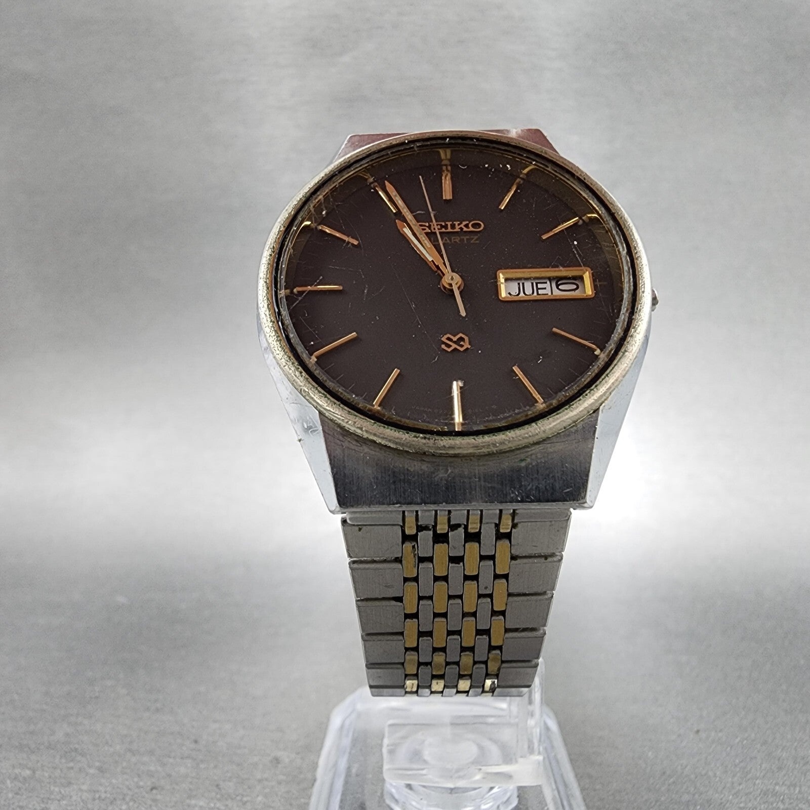 Seiko SQ Watch Men 35mm Gray Dial Two Tone Daydate Round 82238009 PARTS10