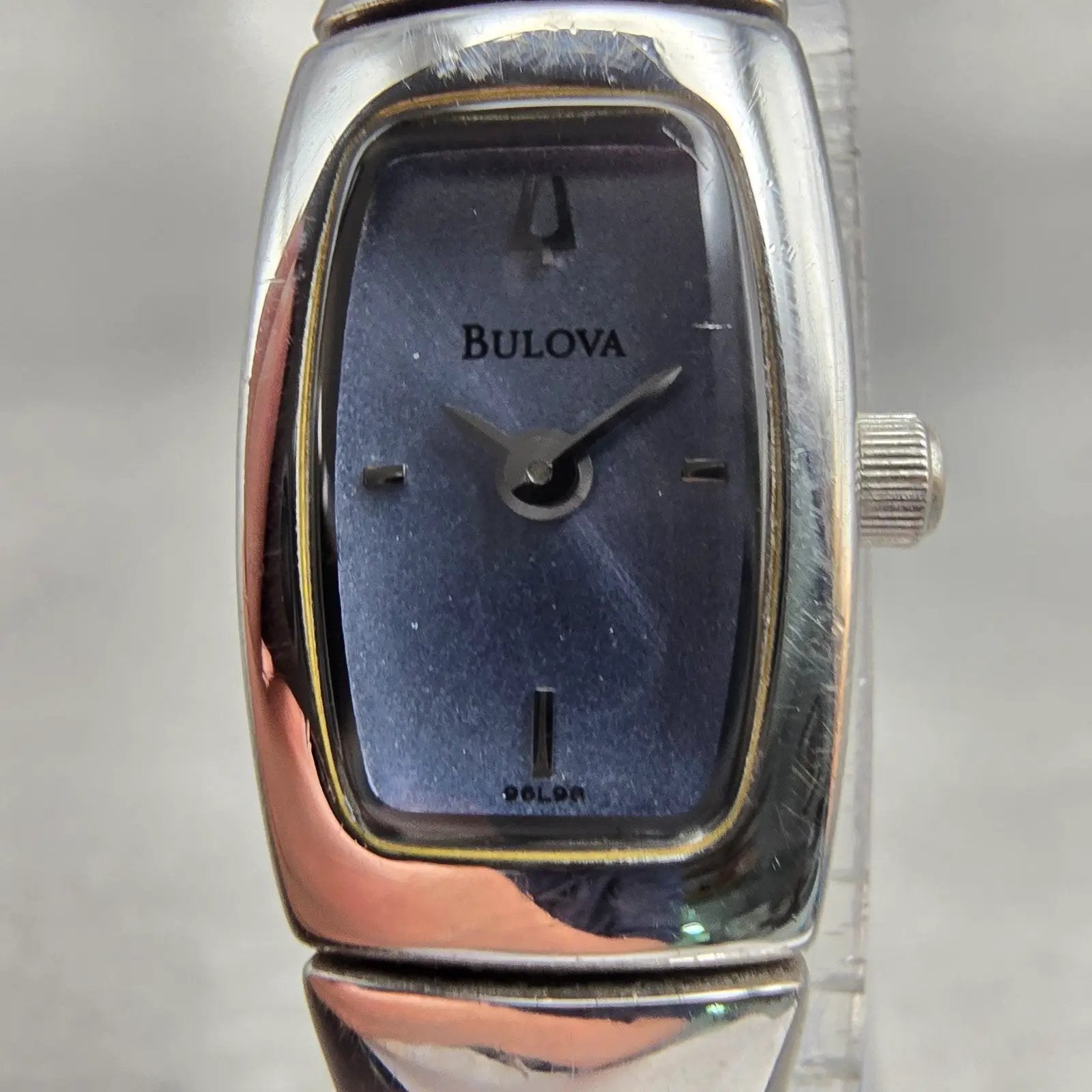 Bulova Watch Women 13mm Blue Dial Silver Tone Rectangle 96L98 New Battery1