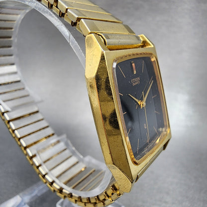 Citizen CQ Tank Watch Men 29mm Black Gold Tone Rectangle 3630-890175 PARTS