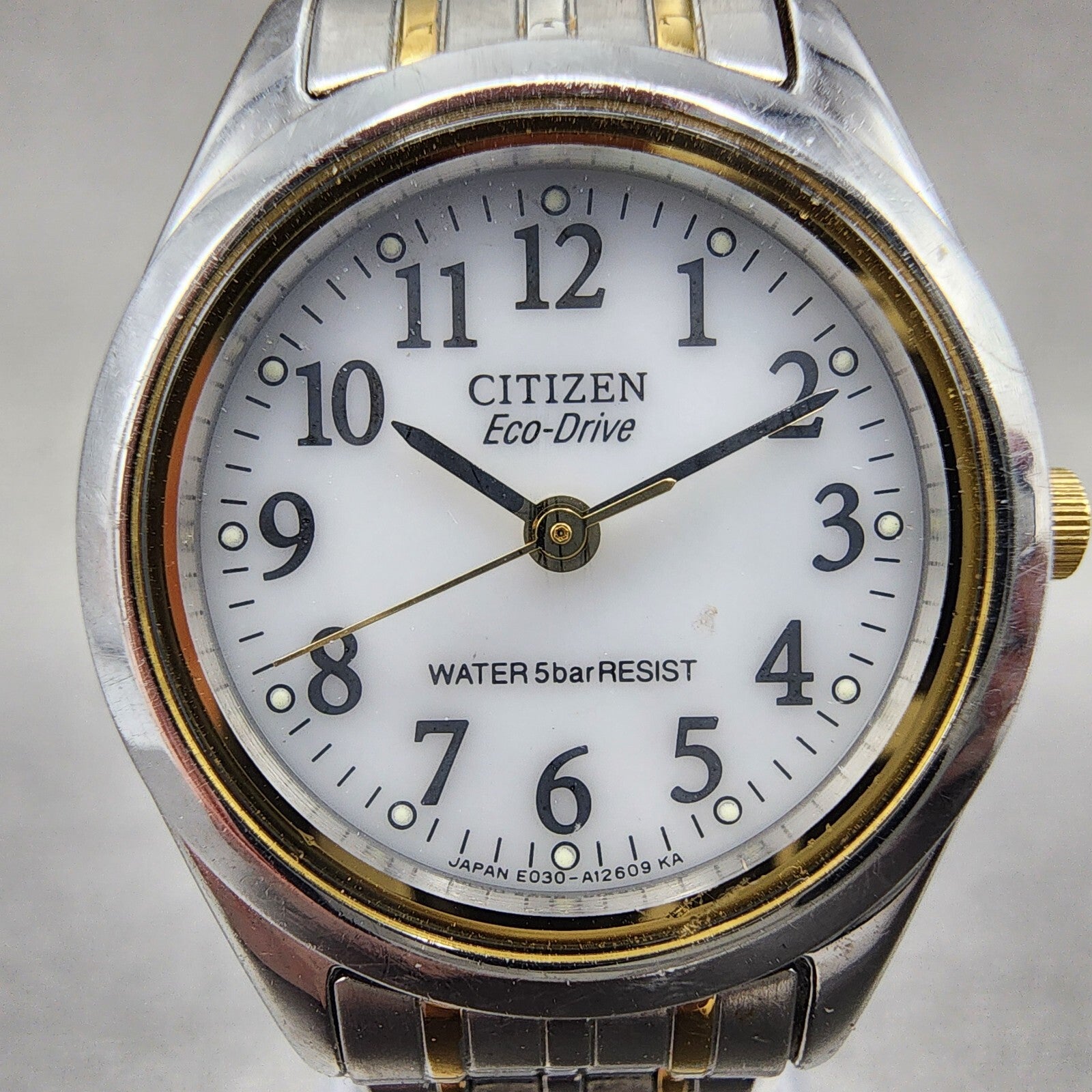 Citizen EcoDrive Watch Women 24mm White Dial Two Tone E030L20484 Runs1