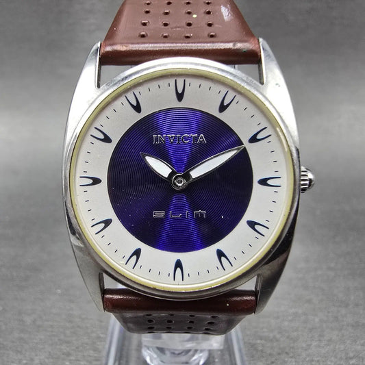 Invicta Slim Watch Women 30mm Blue Dial Silver Tone Round 5358 New Battery0