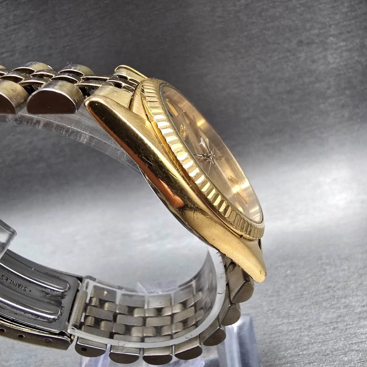 Seiko President Watch Men 36mm Gold Dial Gold Tone Daydate 7N43-8111 New Battery3