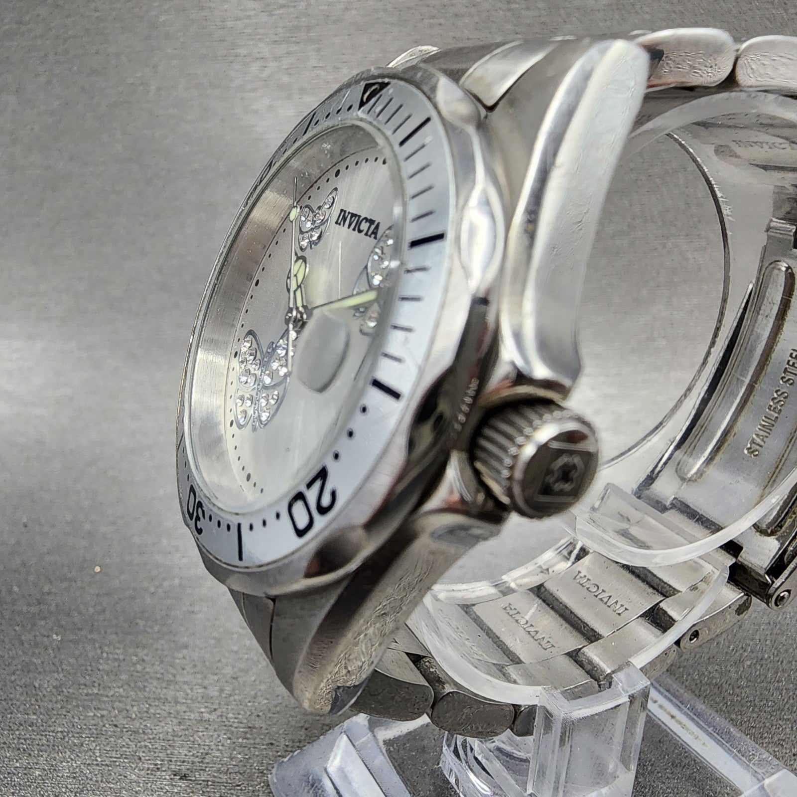 Invicta Angle Watch Women 37mm Silver Dial Steel Date Round 12503 New Battery2