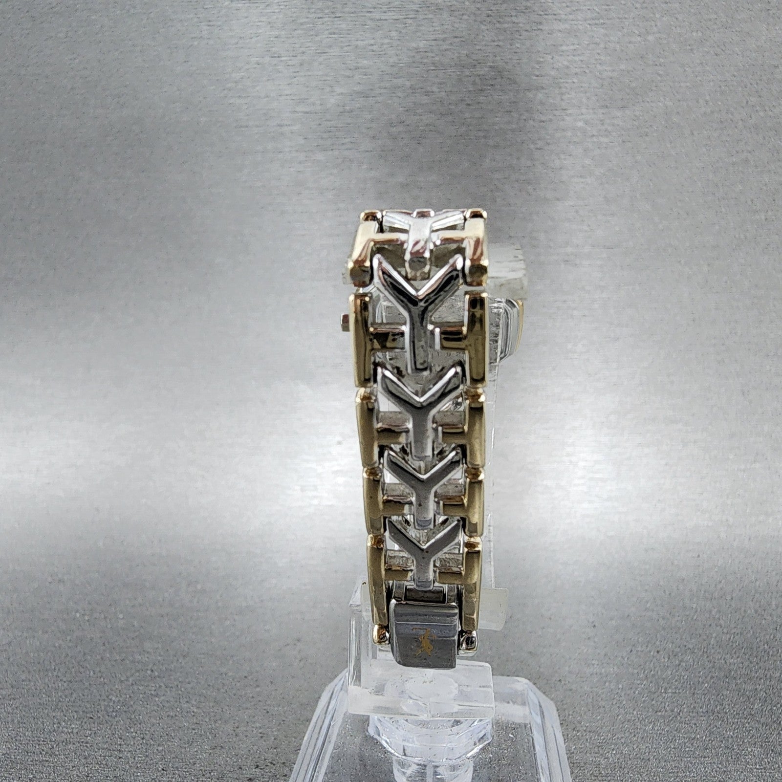 Yves Saint Laurent Watch Women 23mm Champagne Dial Tow Tone Octagon New Battery7