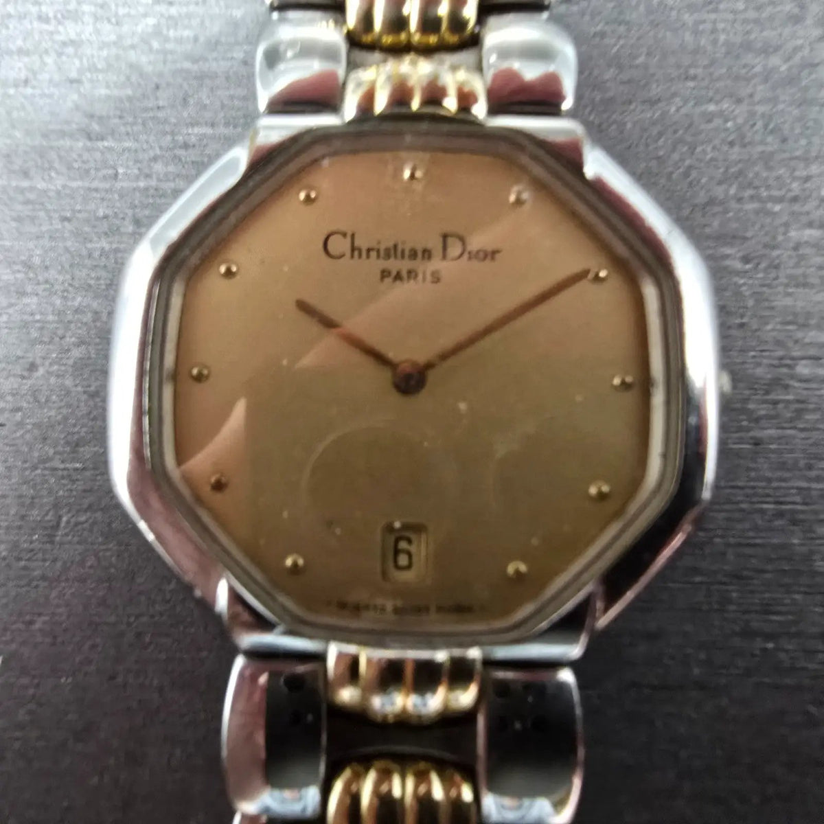 Christian Dior Watch Men 32mm Champagne Dial Two Tone Date 45.204 PARTS2