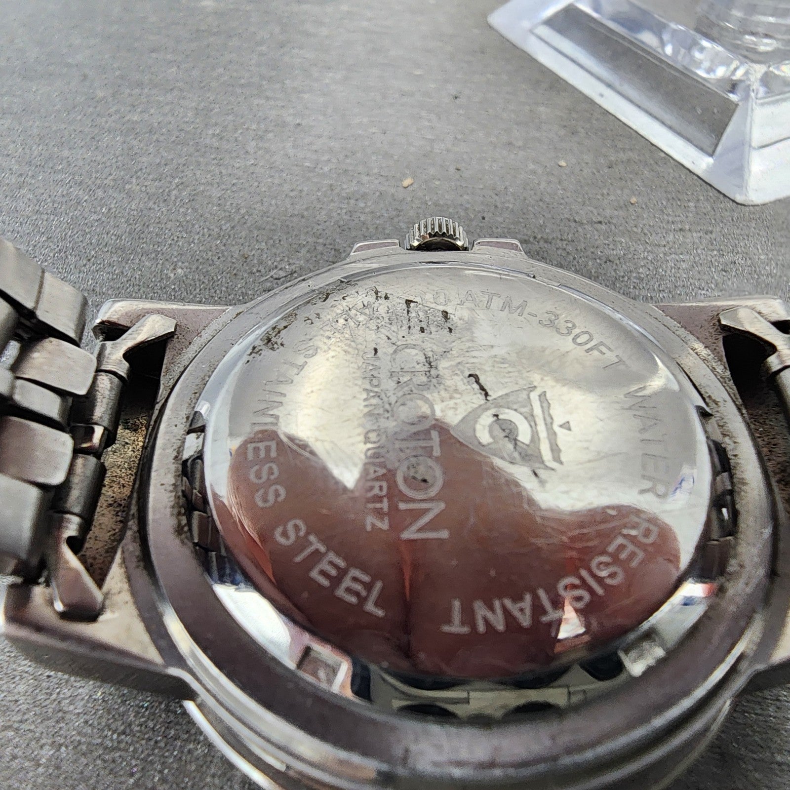 Croton Dive Watch Men 38mm Blue Dial Silver Tone Date Round New Battery9