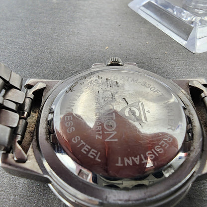 Croton Dive Watch Men 38mm Blue Dial Silver Tone Date Round New Battery9