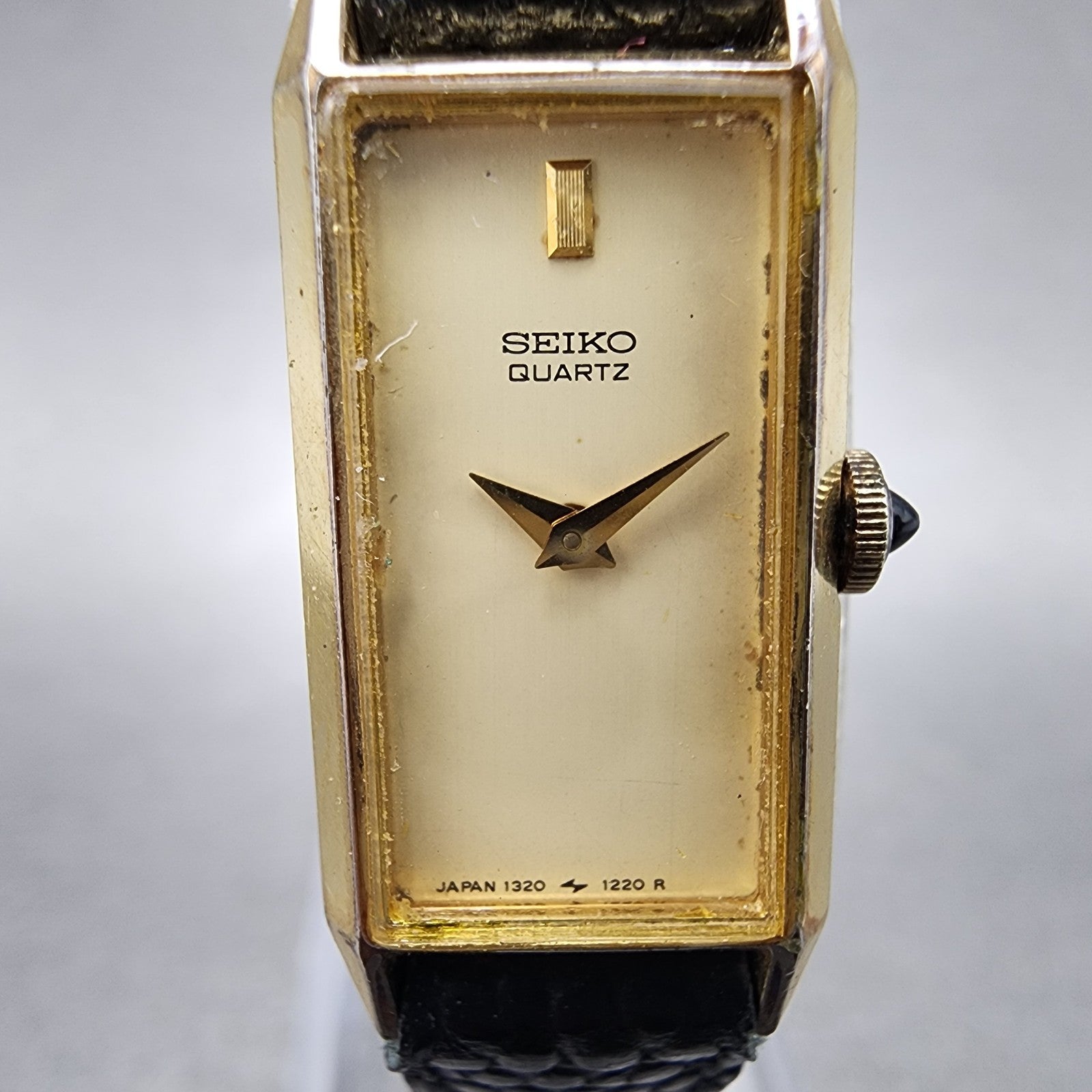 Seiko Tank Watch Women 13mm Cream Dial Gold Tone Rectangle 13205939 New Battery1