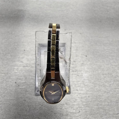 Seiko Watch Women 12mm Gray Dial Two Tone Oval 1E20-5719 New Battery Vintage AB4