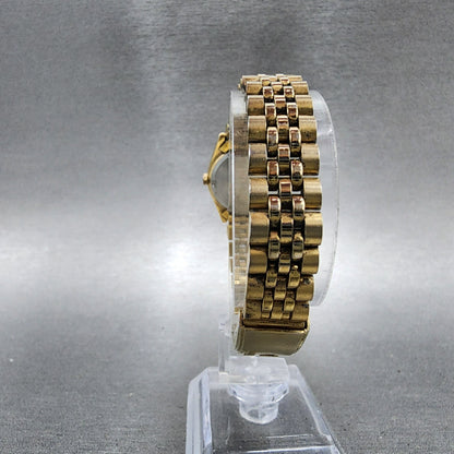 Seiko SQ Watch Women 24mm Black Dial Gold Tone Daydate 3e230a69 New Battery7
