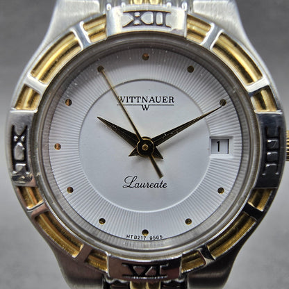 Wittnauer Laureate Watch Women 25mm White Dial Two Tone Date Round New Battery P1