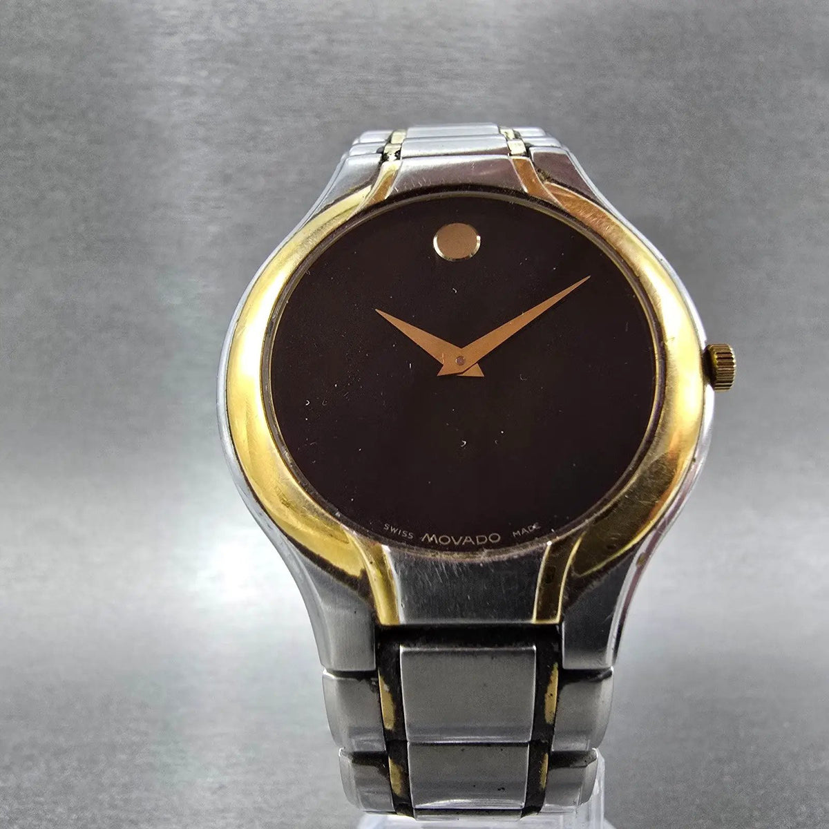 Movado Museum Watch Men 36mm Black Dial Two Tone Round 81 G4 1884 PARTS VTG6