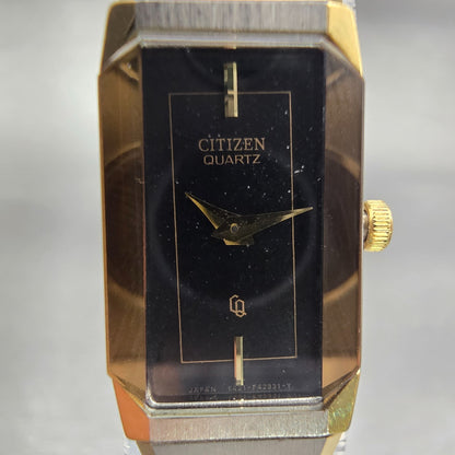 Citizen CQ Watch Women 13mm Black Dial Two Tone Rectangle 5421-F42228 New Batt1