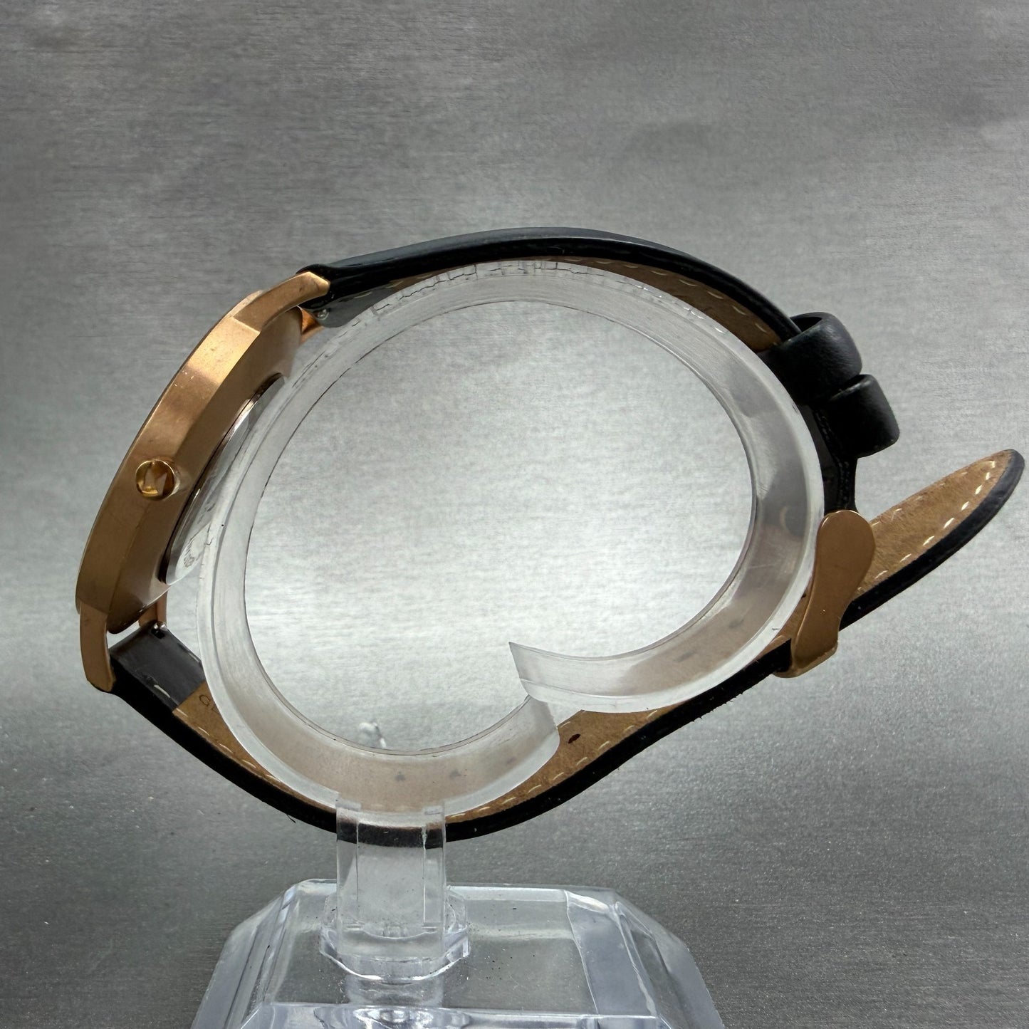 MVMT Boulevard Watch Women 38mm Black Dial Rose Gold Tone Leather New Battery T6