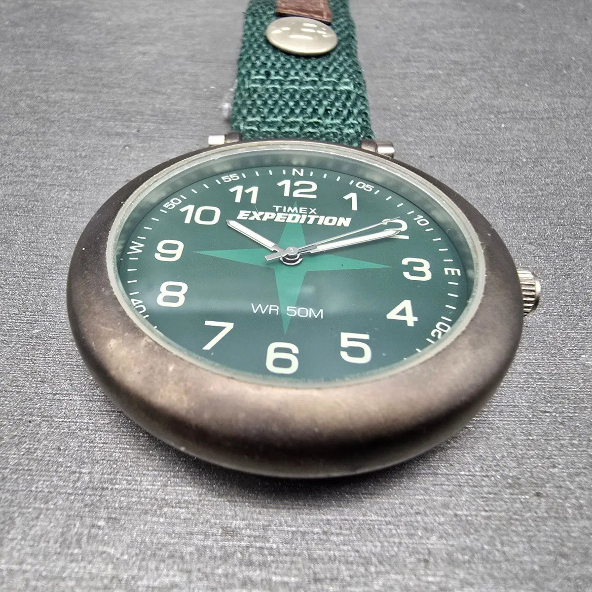 Timex Expedition Pocket Watch Men 45mm Green Dial  Gray Round New Battery3