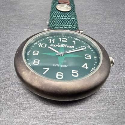 Timex Expedition Pocket Watch Men 45mm Green Dial  Gray Round New Battery3