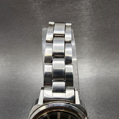 Seiko Seikomatic Lady Watch Women 24mm Black Dial Silver Tone Date 25173201 Runs4