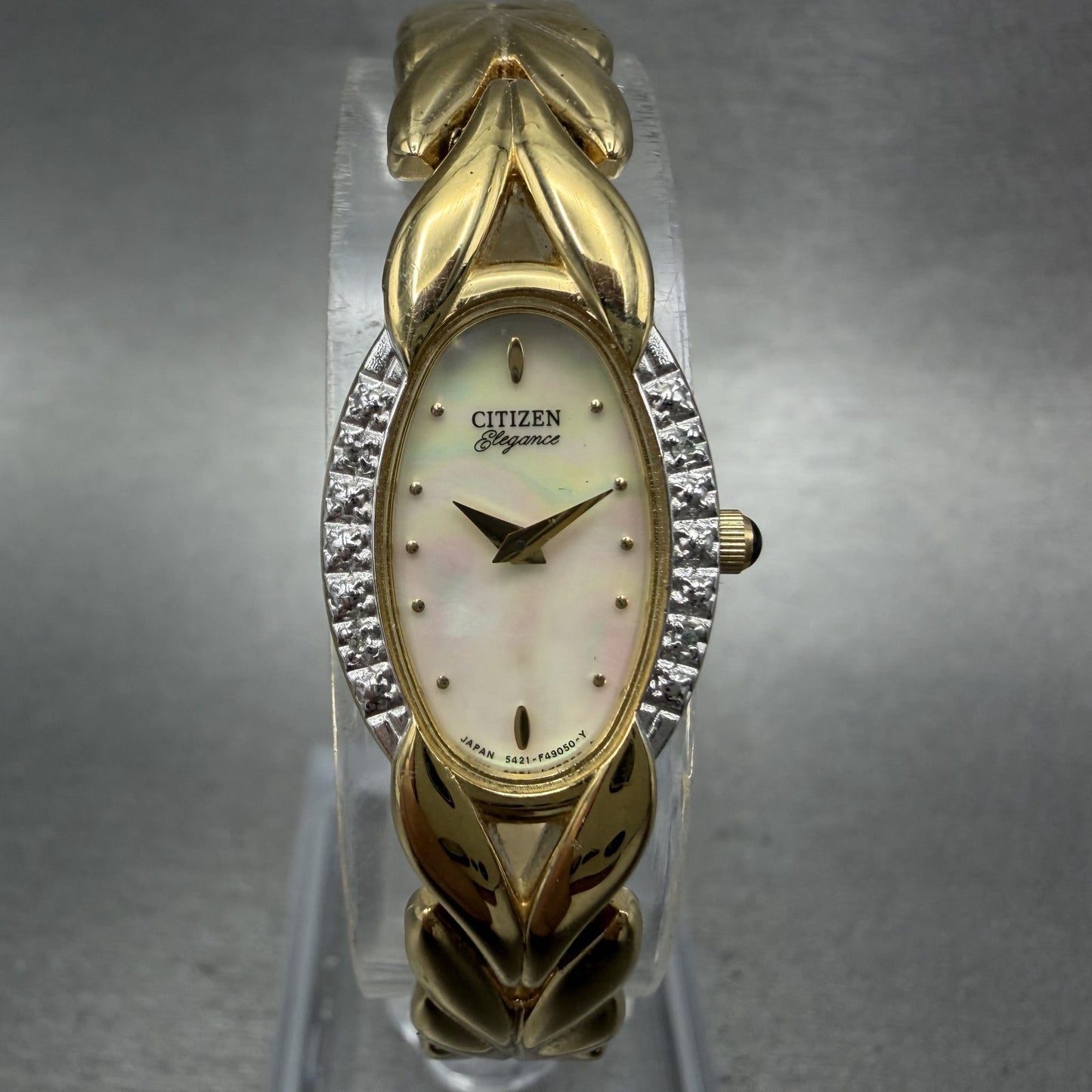 Citizen Elegance Watch Women 15mm White Dial Gold Tone Oval 5421-F44701 New Batt0