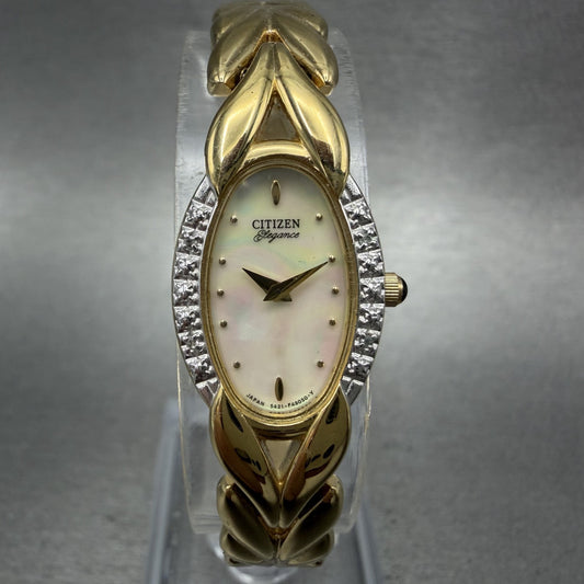 Citizen Elegance Watch Women 15mm White Dial Gold Tone Oval 5421-F44701 New Batt0