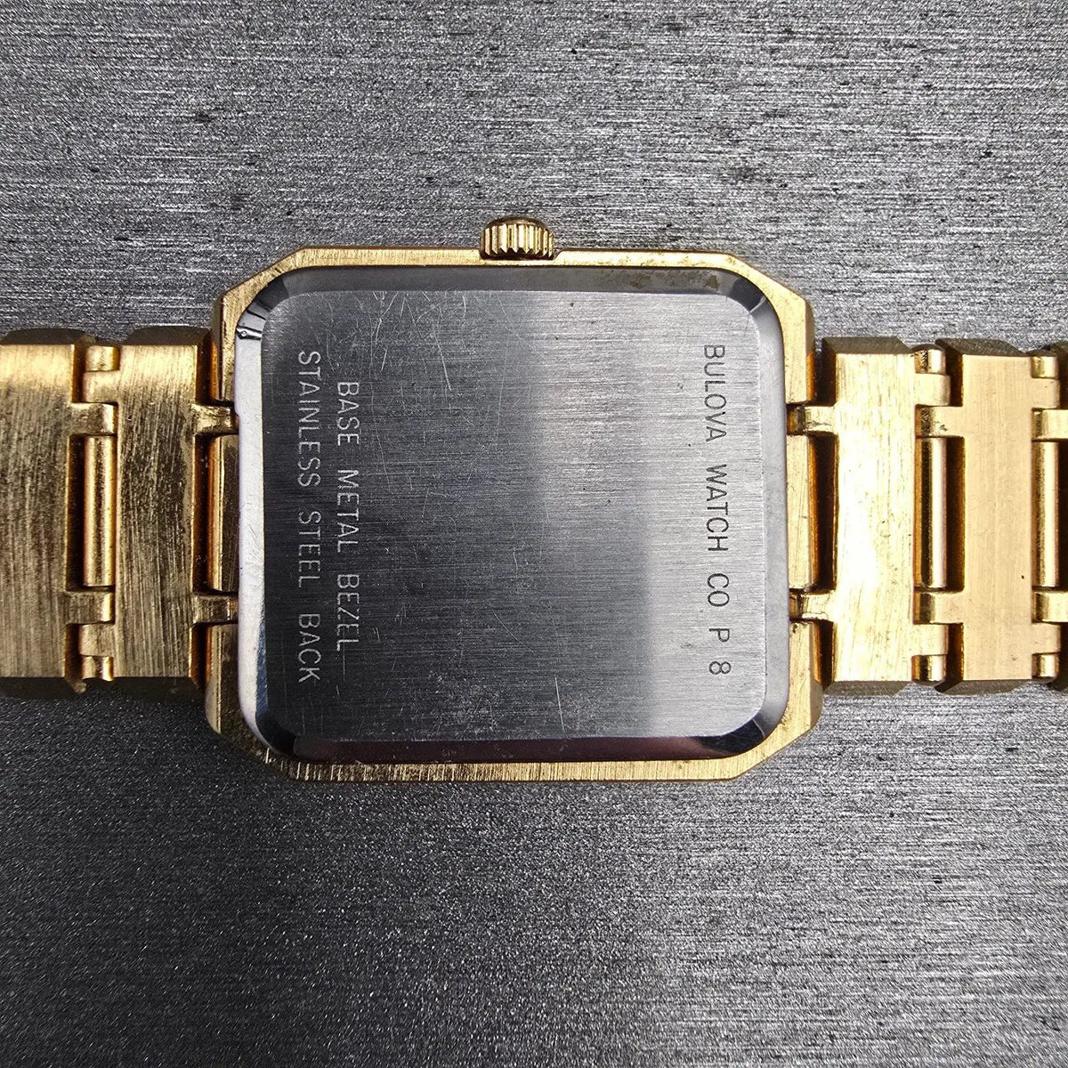 Bulova Tank Watch Men 24mm Gold Dial Gold Rectangle 92M99 New Battery VTG10