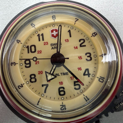 Victorinox Swiss Army Travel Alarm Clock Cream Dial Black Round 65mm PARTS2