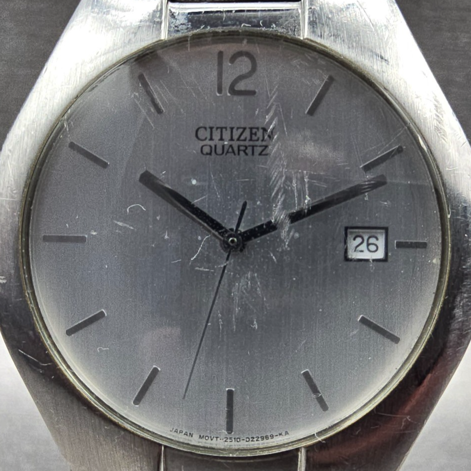 Citizen Watch Men 36mm Silver Dial Silver Tone Date Round 2510-S99281 New Batt1