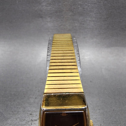 Seiko Watch Women 19mm Red Dial Gold Tone Rectangle 8Y215020 New Batt B124
